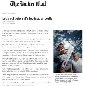 Border mail article photo of WATCH members and thermometer